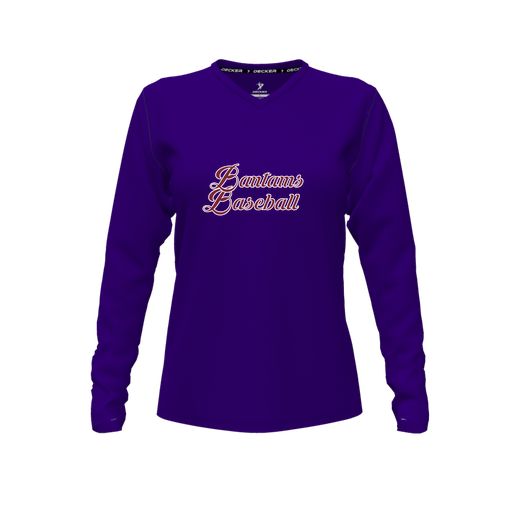 [CUS-DFW-TEES-CMF-VNK-LSL-PUR-FYXS-LOGO3] Decker Comfort T-Shirt (Female Youth XS, Purple, V Neck, Logo 3, Long Sleeve)