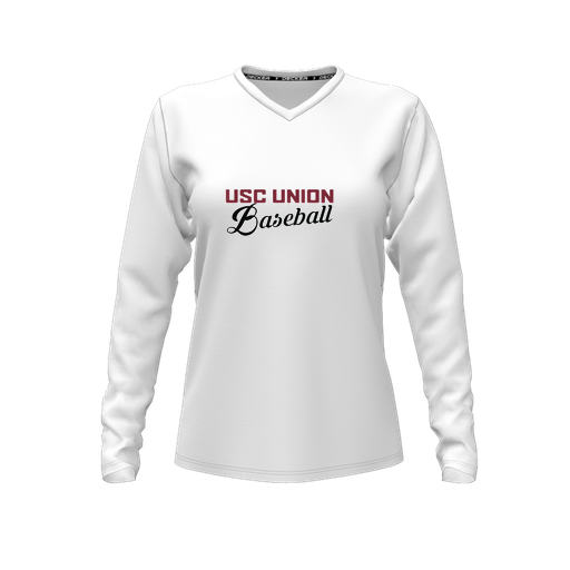 [CUS-DFW-TEES-PER-VNK-LSL-WHT-FYXS-LOGO2] Decker Performance T-Shirt (Female Youth XS, White, V Neck, Logo 2, Long Sleeve)