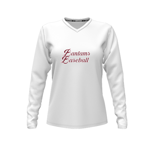 [CUS-DFW-TEES-PER-VNK-LSL-WHT-FYXS-LOGO3] Decker Performance T-Shirt (Female Youth XS, White, V Neck, Logo 3, Long Sleeve)