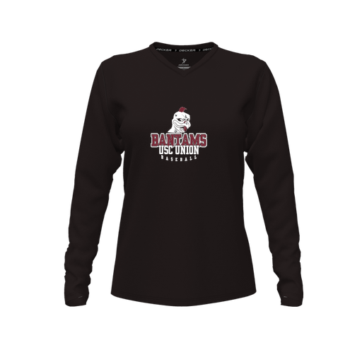 [CUS-DFW-TEES-PER-VNK-LSL-BLK-FYXS-LOGO1] Decker Performance T-Shirt (Female Youth XS, Black, V Neck, Logo 1, Long Sleeve)