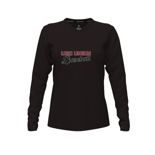 [CUS-DFW-TEES-PER-VNK-LSL-BLK-FYXS-LOGO2] Decker Performance T-Shirt (Female Youth XS, Black, V Neck, Logo 2, Long Sleeve)