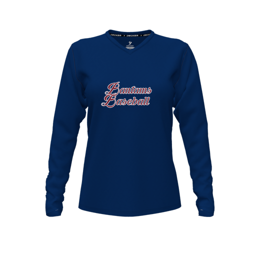 [CUS-DFW-TEES-PER-VNK-LSL-NVY-FYXS-LOGO3] Decker Performance T-Shirt (Female Youth XS, Navy, V Neck, Logo 3, Long Sleeve)