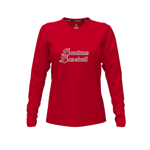 [CUS-DFW-TEES-PER-VNK-LSL-RED-FYXS-LOGO3] Decker Performance T-Shirt (Female Youth XS, Red, V Neck, Logo 3, Long Sleeve)