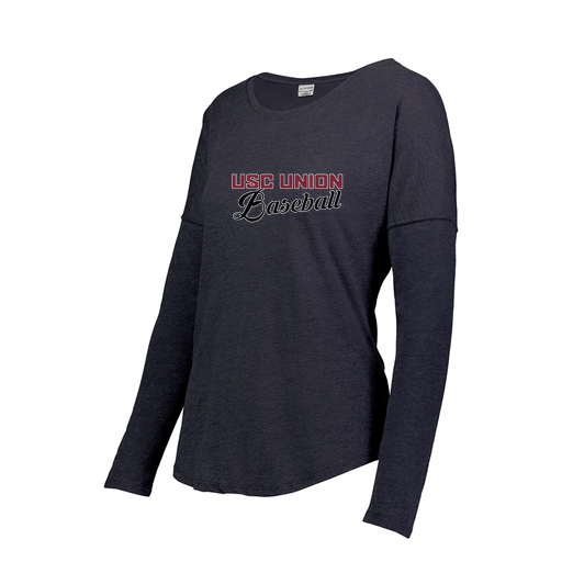 [FTLCUBNV-FAXS-LOGO2] Decker Women's Tri-Blend T-Shirt - Long Sleeve (Female Adult XS, Navy, Logo 2)